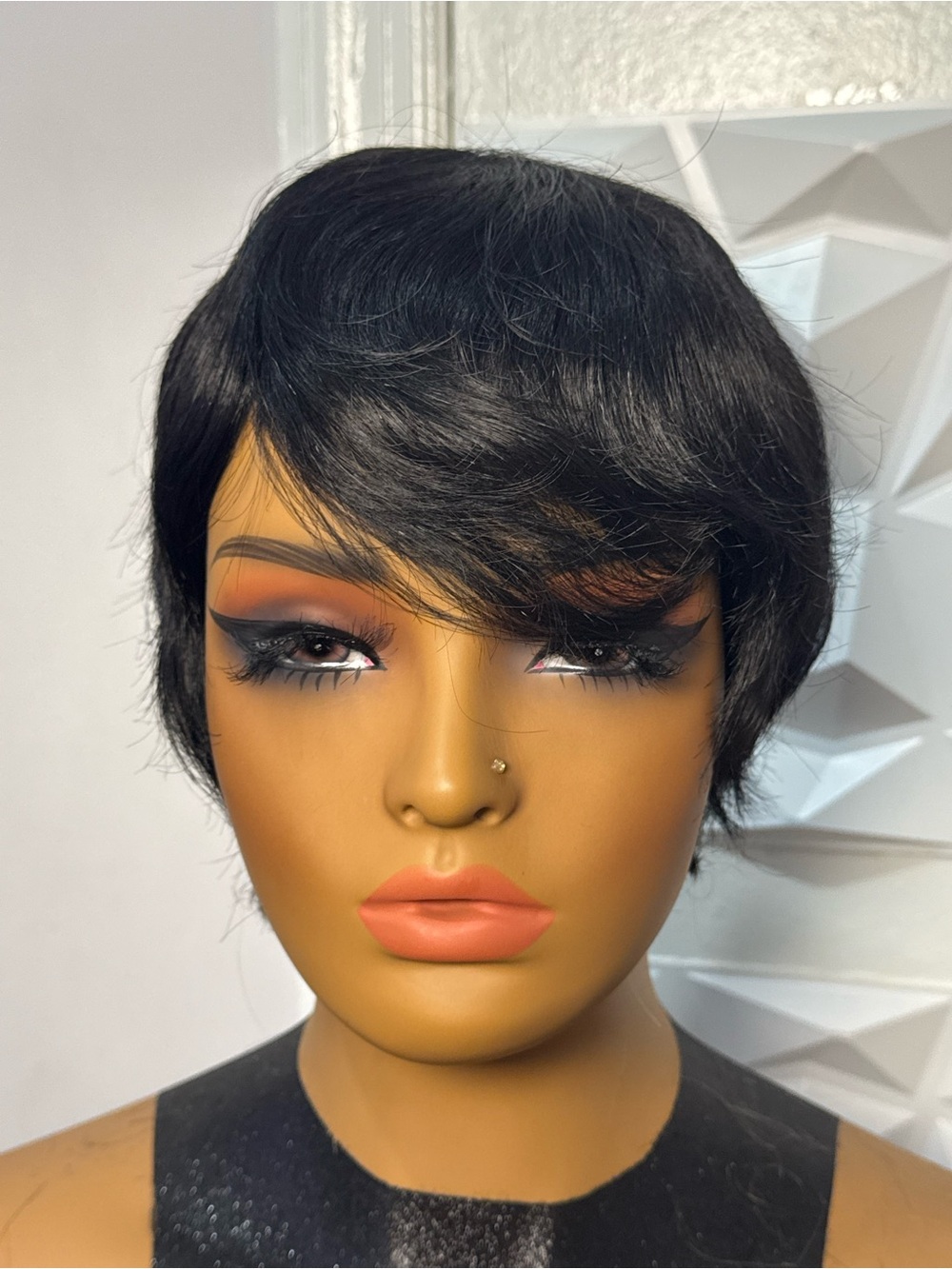 100% Human Hair Pixie Cut Wig Black Short Glueless Wig Natural Look